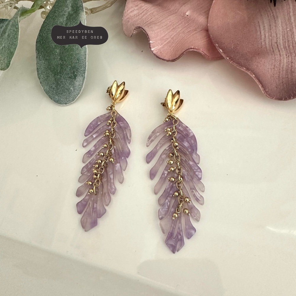 GAS BIJOUX Bo Cavallo 24K-Gold-Plated Drop Lavender Fringe Earrings